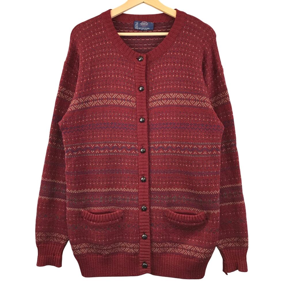 Vintage 80s Kenneth Gordon sweater wool cardigan button up size M